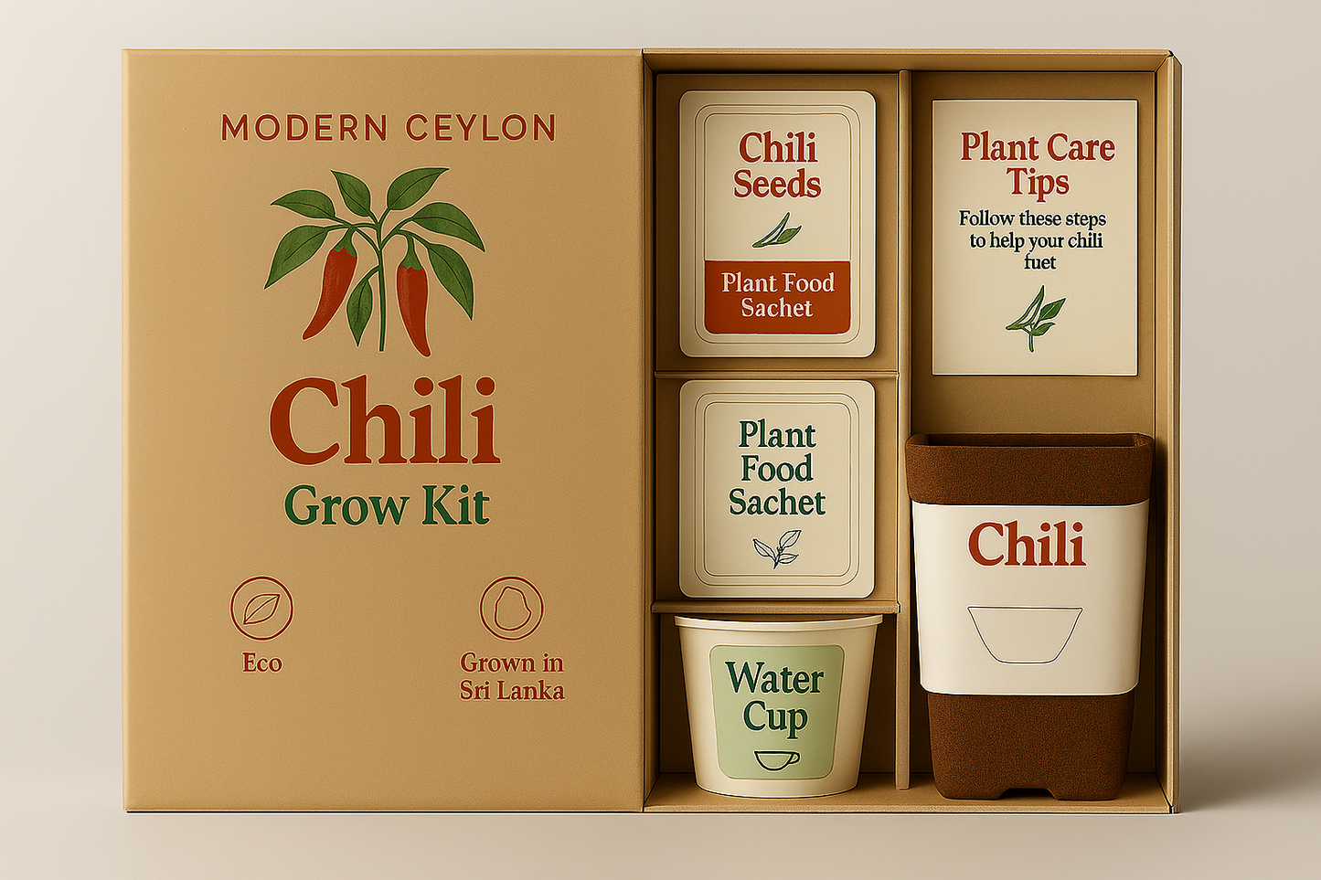 Chili Grow Kit – Modern Ceylon | Live Plant + Seeds + Food + Care Kit